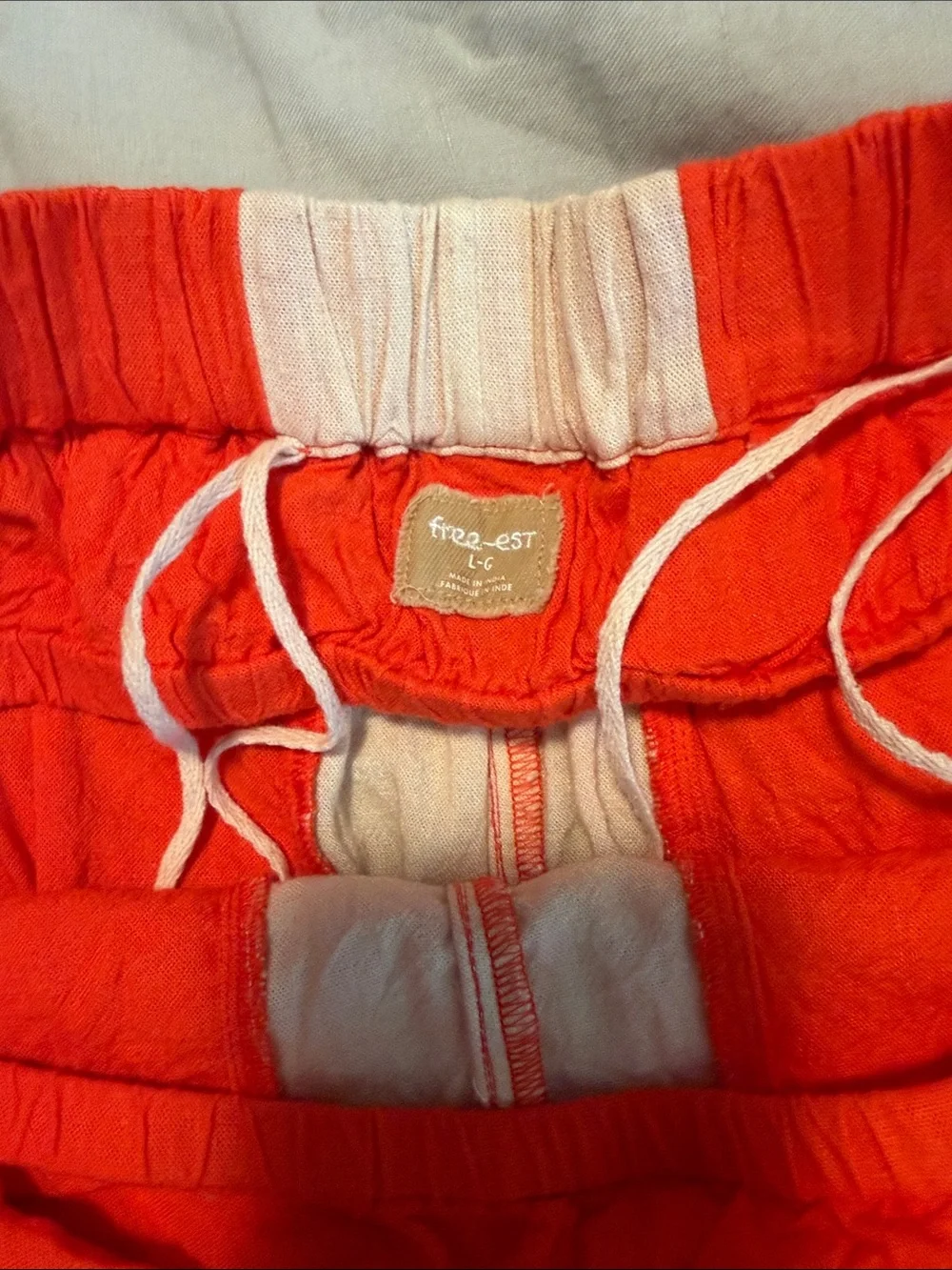 Free People Red & Cream Strapless Wide-Leg Jumpsuit - Picture 3 of 5